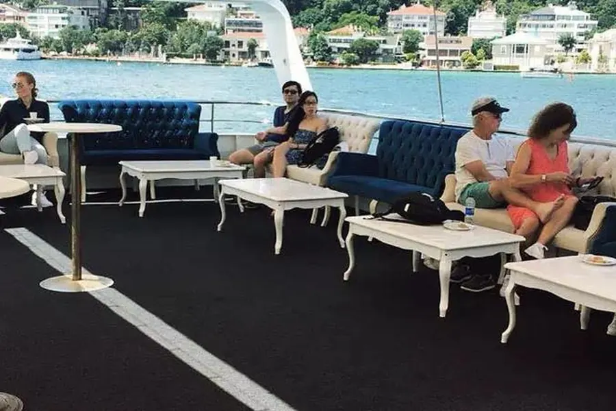 Guest on deck on the full-day Bosphorus and Black Sea cruise