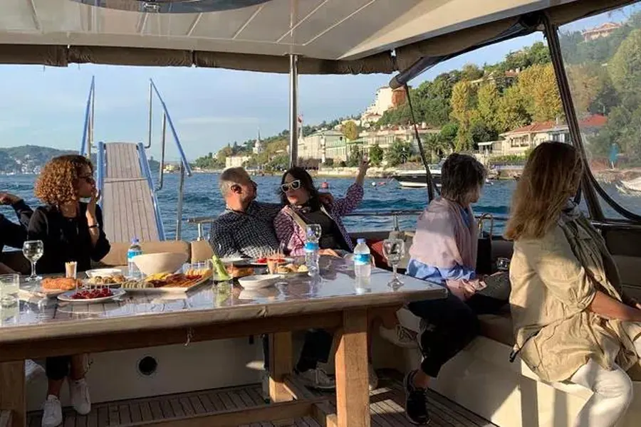 Lunch on the shaded deck of the Black Sea cruise