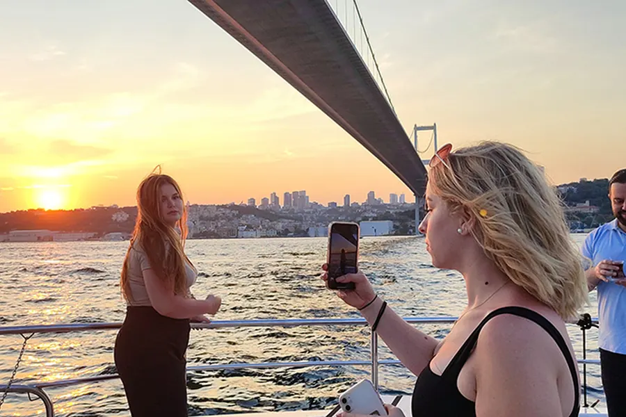 Family with children on the Bosphorus sunset cruise