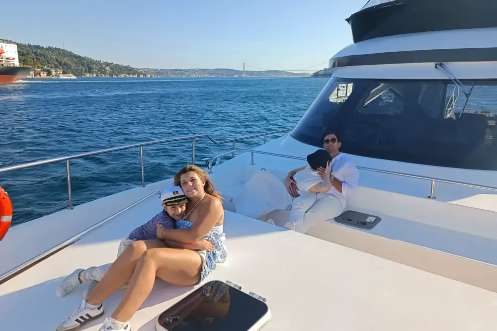 Family on a private yacht cruise in Istanbul