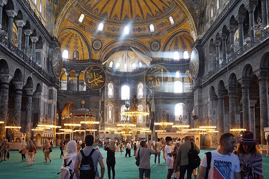 The dome and gallery inside Hagia Sophia