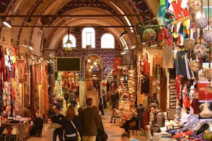 A busy street inside the Grand Bazaar