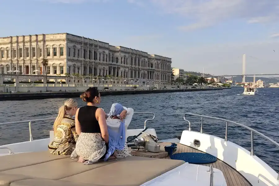 Guests on the sun deck of a yacht