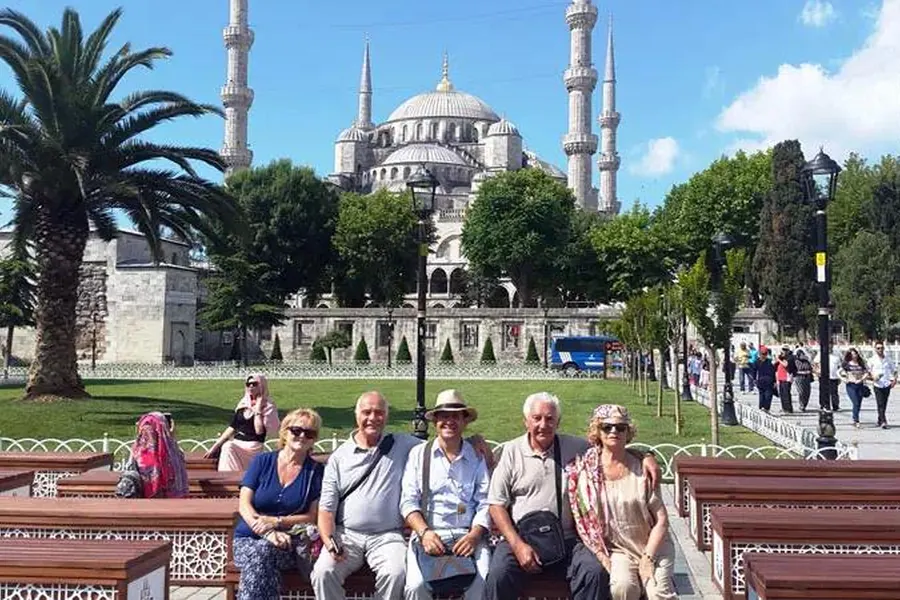 Tour group in front of the Blue Mosque