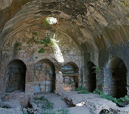 Stone remains of the Byzantine church and cemetery at the Seven Sleepers cave, Selçuk