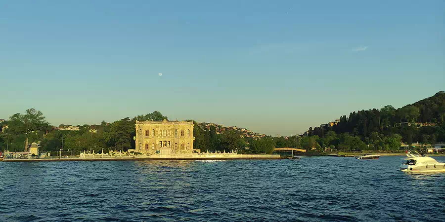 Ornate facade of Kucuksu Pavilion on the Asian shore of the Bosphorus