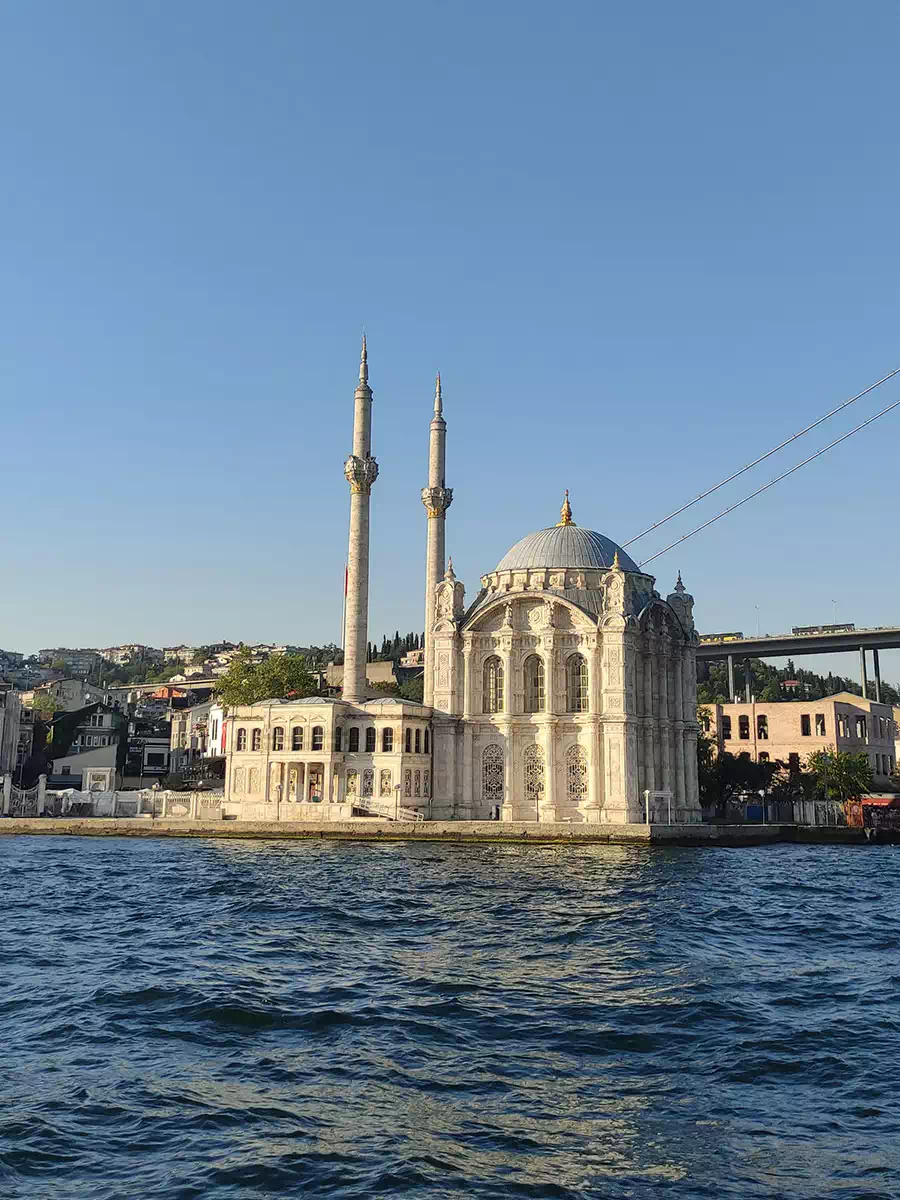Golden evening light on the Bosphorus and the Istanbul shoreline