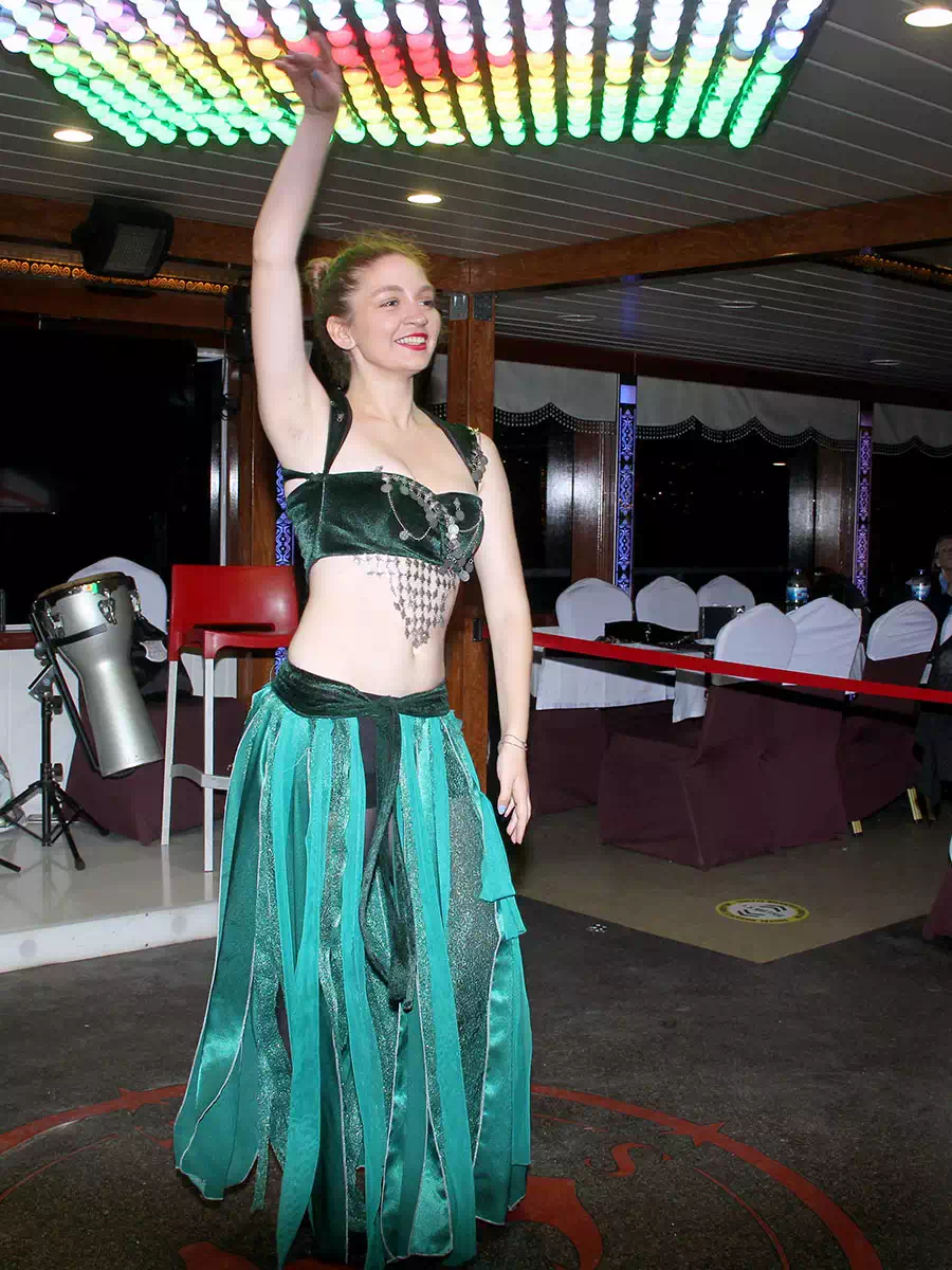 Folk dance performance on board an Istanbul dinner cruise