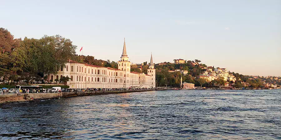 Kuleli military school building with twin towers at Cengelkoy on the Bosphorus
