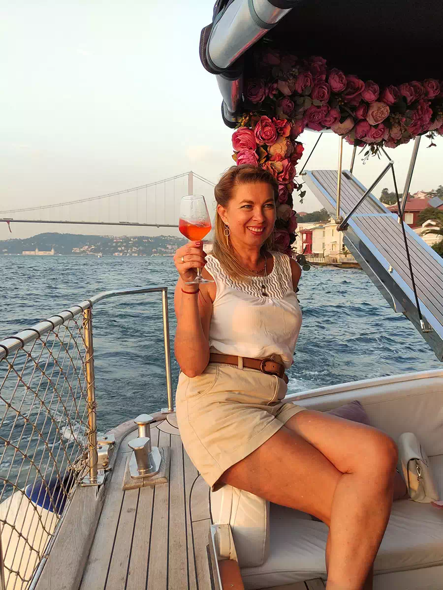 Table set for a meal on board a private Bosphorus yacht