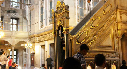 Courtyard of the Eyup Sultan Mosque and mausoleum in Istanbul
