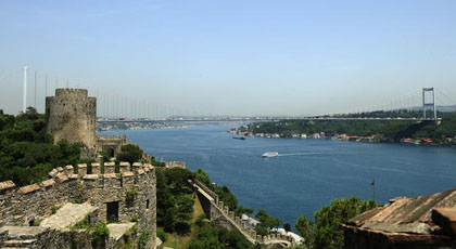 Bosphorus Strait in Istanbul with the bridge linking Europe and Asia