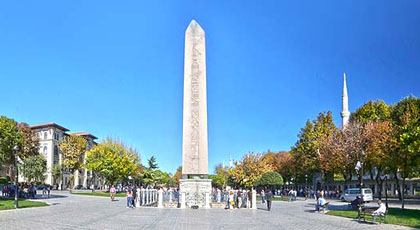 Egyptian obelisk standing in the Sultanahmet Hippodrome, Istanbul