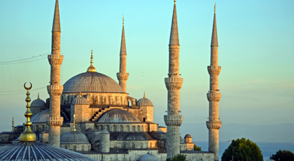 Blue Mosque with its six minarets beside the Hippodrome