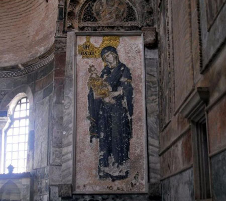 Mosaic panel of the life of the Virgin Mary in the Chora Church