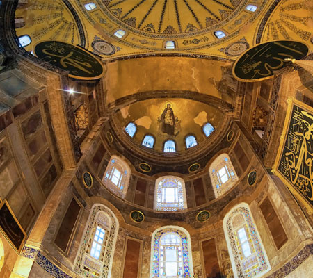 Byzantine mosaic of Christ inside Hagia Sophia, Istanbul