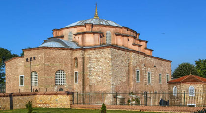 Little Hagia Sophia Mosque with its dome and garden in Sultanahmet