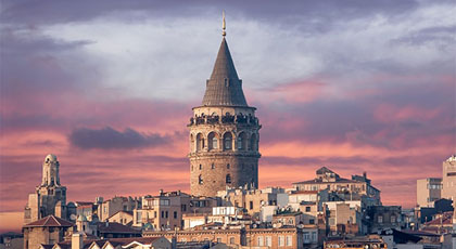 Galata Tower rising above the rooftops of Beyoğlu, Istanbul