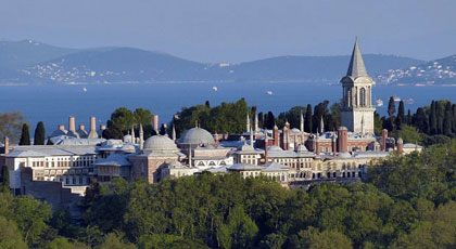 Courtyard and pavilions of Topkapi Palace in Istanbul