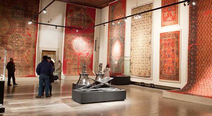 Historic Turkish carpets on display at the Foundations Carpet Museum
