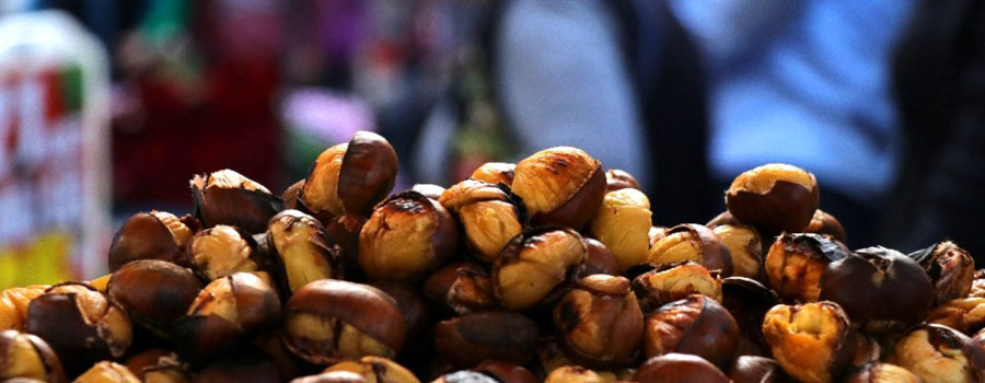 Roasted chestnuts on a street cart in Istanbul