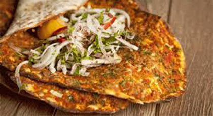 Lahmacun, a thin spiced flatbread popular in Istanbul