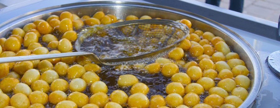 Lokma, fried dough balls in syrup