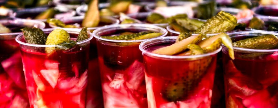 Jars of colourful Turkish pickles at a pickle shop in Istanbul